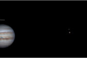 Giove 22 08 2020 con tre Satelliti Io Europa Ganymede