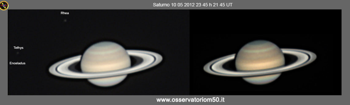 Saturno con tre satelliti